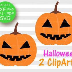 Pumpkin set Jack o lantern face clipart Digital downloads files Halloween decor