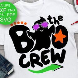 The boo crew print Boy gift Ghost sunglasses clipart Halloween shirt design Digital downloads files png pdf svg