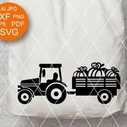 Farm tractor clipart Happy harvest print Pumpkin Thanksgiving decor Digital downloads files