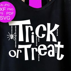 trick or treat halloween quote humorous horror print kids shirt design digital downloads files