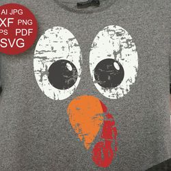 thanksgiving turkey face colored clipart grunge shirt design digital downloads files