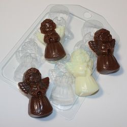 4 angels plastic mold for soap, bath bomb, candle, chocolate, polymer clay, resin, christmas mold, angel mold, new year