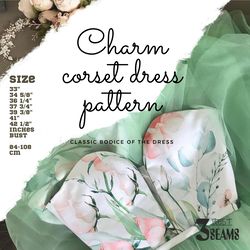Charm basic bustier sewing pattern, strapless corset with sweetheart neckline, pdf sewing patterns for women, evening dr