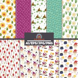garden gnome seamless pattern