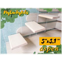 Aspen wood chinchilla ledge, Rat/parrot Platform hamster ledge shelf. Eco Cage Accessory. Play furniture step.