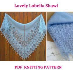 Lovely Lobelia Shawl Knitting Pattern Triangular Wrap Wedding shawl wrap pattern