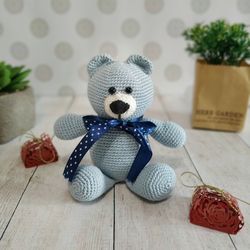 teddy bear plushie toy, 1st birthday gift for baby boy, christening gift, remembrance gift for boy, new baby gift