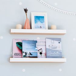 Set of two Book Wall Shelves, Floating Shelf, Book Ledge, Wall Decor