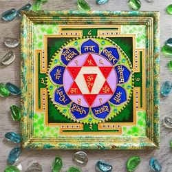 Hand painted Gayatri yantra Saraswati Vedic astrology Meditation Yoga art Vastu