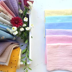 Woman Handkerchief pastel candy colors, muslin washable hanky, double gauze cotton hankies, reusable eco friendly tissue