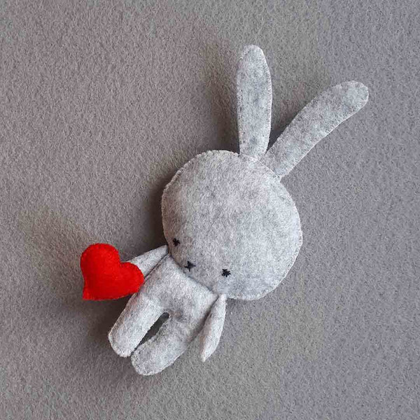 Bunny pattern, stuffed toy animals felt and plush, cute nursery decor.jpg