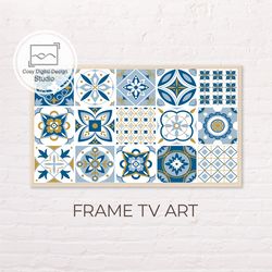 Samsung Frame TV Art | 4k Moroccan Portuguese Azulejo Ornaments Design Pattern Art For The Frame Tv | Digital Art
