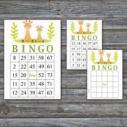 Giraffe bingo cards,Giraffe bingo game,Giraffe printable bingo cards,60 Bingo Cards,INSTANT DOWNLOAD--337