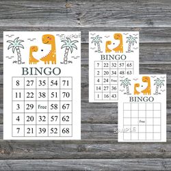 Orange Dinosaur bingo cards,Dinosaur bingo game,Dino printable bingo cards,60 Bingo Cards,INSTANT DOWNLOAD--332