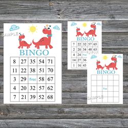 Red Dinosaur bingo cards,Dinosaur bingo game,Dinosaur printable bingo cards,60 Bingo Cards,INSTANT DOWNLOAD--328