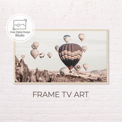 Samsung Frame TV Art | 4k Hot Air Balloon Art For The Frame Tv | Neutral Tones Desert Boho Art | Desert Wall Art