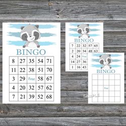 Raccoon bingo cards,Raccoon bingo game,Raccoon printable bingo cards,60 Bingo Cards,INSTANT DOWNLOAD--320
