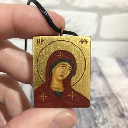 virgin mary | orthodox icon | mother of god | theotokos | icon pendant | icon necklace | miniature icon | catholic gift