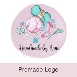 Gorgeous knitting crochet premade logo design, small business logo, yarn logo, logo with wool,  cute logo, cartoon logo