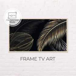 Samsung Frame TV Art | 4k Abstract Black And Gold Flower Leaves Art For The Frame Tv | Digital Art Frame Tv