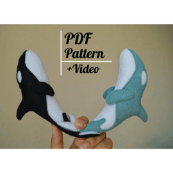 PDF Orca Whale for baby nursery, Pattern Ocean Orca, DIY whale toy