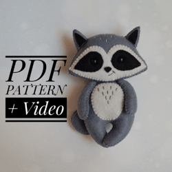 Raccoon pdf pattern, woodland instant download , Raccoon ornament DIY