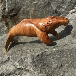 Hand Carved Wooden Figurine Whale