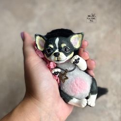 CUSTOM ORDER Tiny Chihuahua art doll, small puppy collectible toy