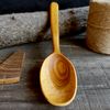 Handmade wooden spoon from natural apricot wood with decorated handle - 06