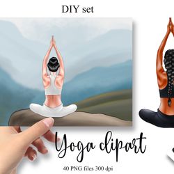 Yoga clipart. DIY set.