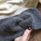 Set of 2: Knit women alpaca double warm mittens and knit alpaca earwarmer