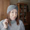 Set of 2: Knit women alpaca double warm mittens and knit alpaca earwarmer