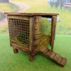 Coop for hens. Dollhouse. Puppet garden. Poultry farm.1:12 scale.
