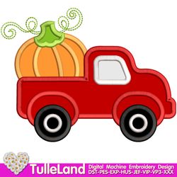 Halloween truck with Pumpkin Machine embroidery applique design