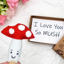 Magic mushroom pocket hug,  I Love You So MUSH, cute long distance girlfriend gift