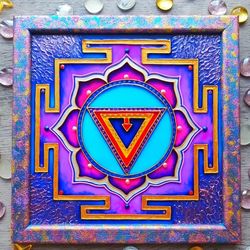 Hand painted Shakti yantra Sacred geometry Yoga Spiritual Zen Decor Meditatation