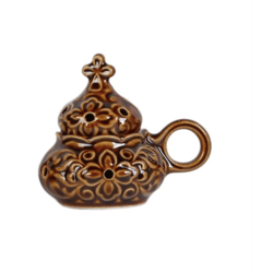 Handmade Ceramic Thurible With Lid - Glazed Brown Censer - Ceramic Censer - Ceramic Incense Burner