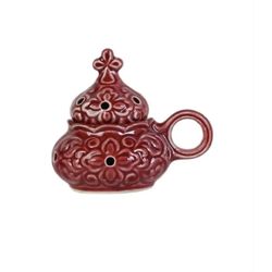 Handmade Ceramic Thurible with lid - Glazed red censer -  Ceramic Censer - Ceramic Incense Burner