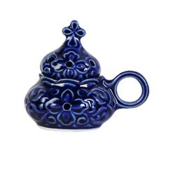 Handmade Ceramic Thurible With Lid - Glazed Blue Censer - Ceramic Censer - Ceramic Incense Burner