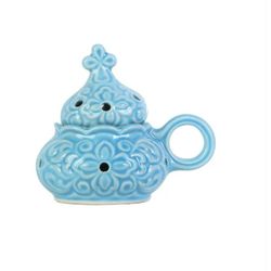Handmade Ceramic Thurible with lid - Glazed light blue censer - Ceramic Censer - Ceramic Incense Burner