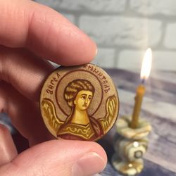 Guardian Angel | Hand painted icon | Travel size icon | Orthodox icon for travellers | Small Orthodox icon | Jewelry
