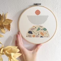 abstract cross stitch pattern modern cross stitch pdf geometric x-stitch contemporary terrazzo marble art