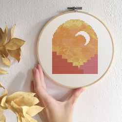 abstract landscape cross stitch pattern modern cross stitch pdf boho cross stitch