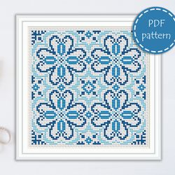 LP0201 Folk cross stitch pattern for begginer - Easy xstitch pattern in PDF format - Instant download - Floral pattern