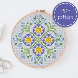 LP0206 Hoop art cross stitch pattern for begginer - Easy xstitch pattern in PDF format - Instant download - embroidery