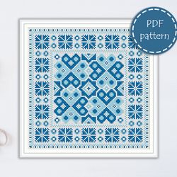 LP0207 Folk cross stitch pattern for begginer - Easy xstitch pattern in PDF format - Instant download - Floral pattern