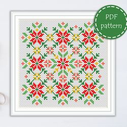 LP0211 Christmas cross stitch pattern for begginer - Easy xstitch pattern in PDF - Instant download - Floral pattern