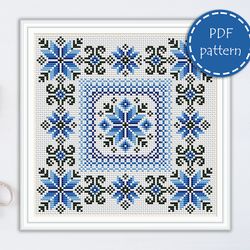 LP0213 Folk cross stitch pattern for begginer - Easy xstitch pattern in PDF format - Instant download - Floral pattern