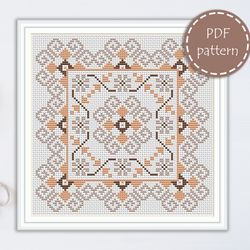 LP0215 Folk cross stitch pattern for begginer - Easy xstitch pattern in PDF format - Instant download - Floral pattern
