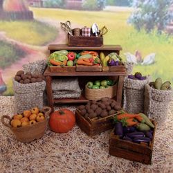 Autumn harvest. A table with a harvest.1:12 scale.